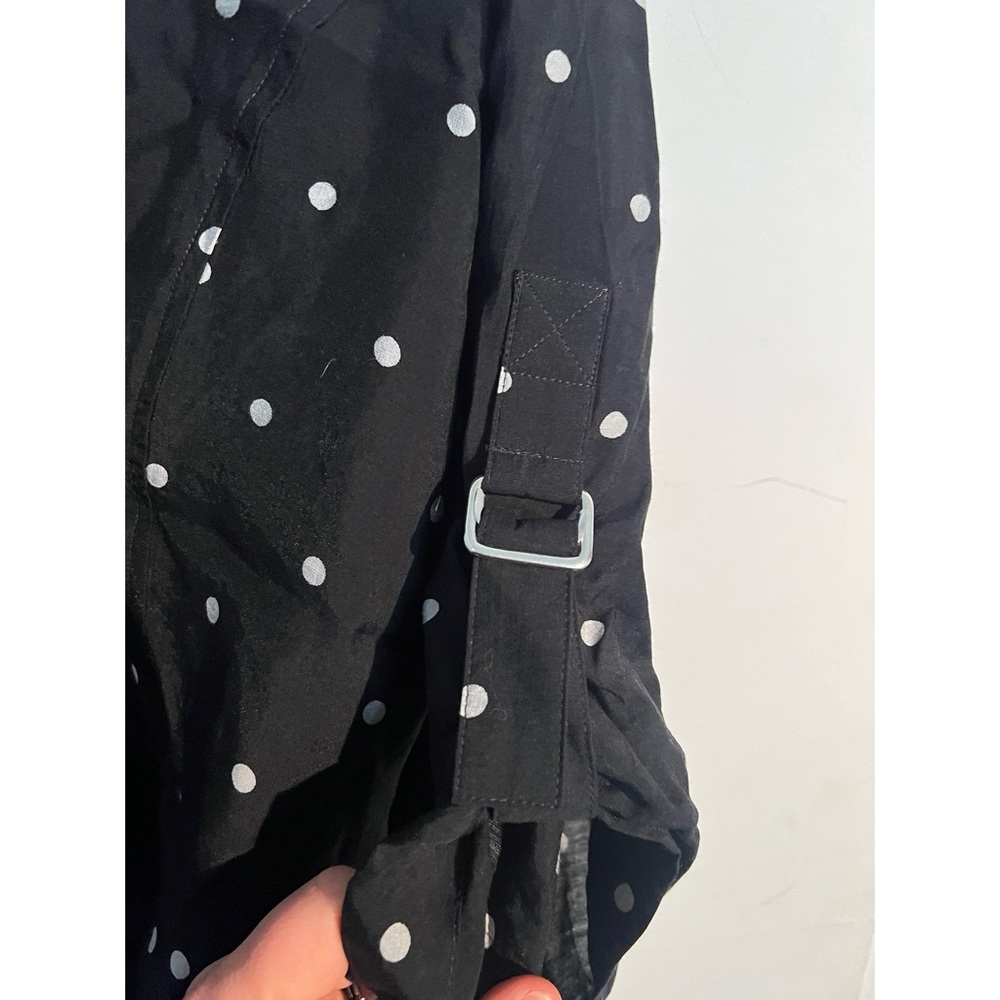 Chicos size 2 womens 12 blouse button down polka‎ dot arm accent - Picture 4 of 4